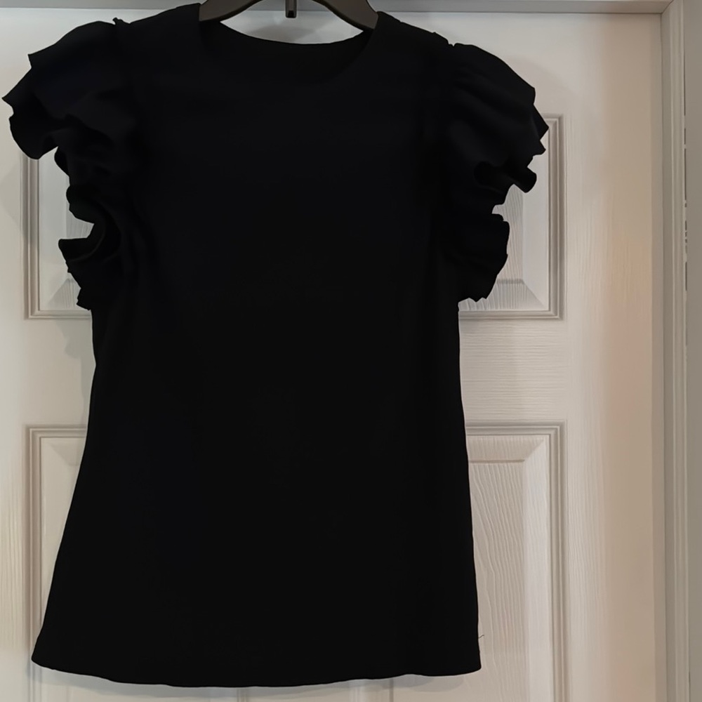 Elegant Black Ruffle Sleeve Top